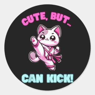 Sticker Rond Mignon Mais Peut Donner Des Coups De Pied Taekwond