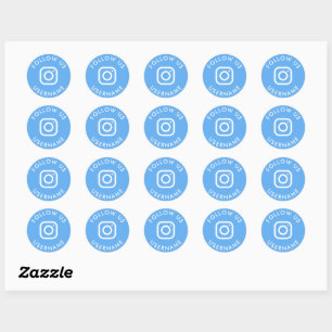 Sticker Rond mignon néon bleu personnalisé instagram médias soc