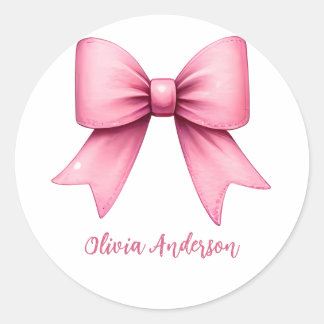 Sticker Rond Mignon Nœud Coquette Rose Esthétique féminin