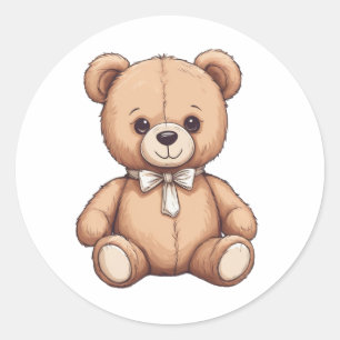 Sticker Rond mignon petit ours en peluche porter cravate autoco
