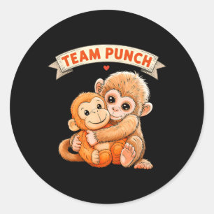 Sticker Rond Mignon Singe Poing Bébé Singe Équipe Poing