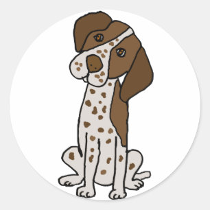 Sticker Rond Mignonne Allemand Pointeur à cheveux courts Chien 