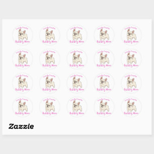 Sticker Rond Mignonne Amour Mon Français Amoureux de Bulldog