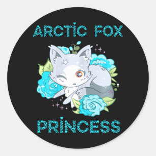 Sticker Rond Mignonne Arctic Fox Princess Winey Eye Fox