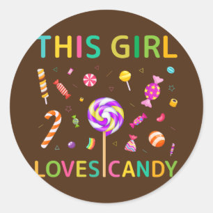 Sticker Rond Mignonne Cette Fille Aime Les Bonbons Tester Lolli