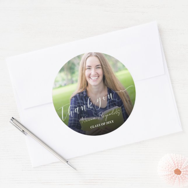Sticker Rond Mignonne Classe De Merci De Diplôme Photo 2024 (Enveloppe)