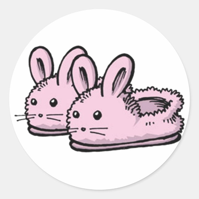 Sticker Rond Mignonne, Comfy Motivation Pink Bunny Lapin Chauss (Devant)