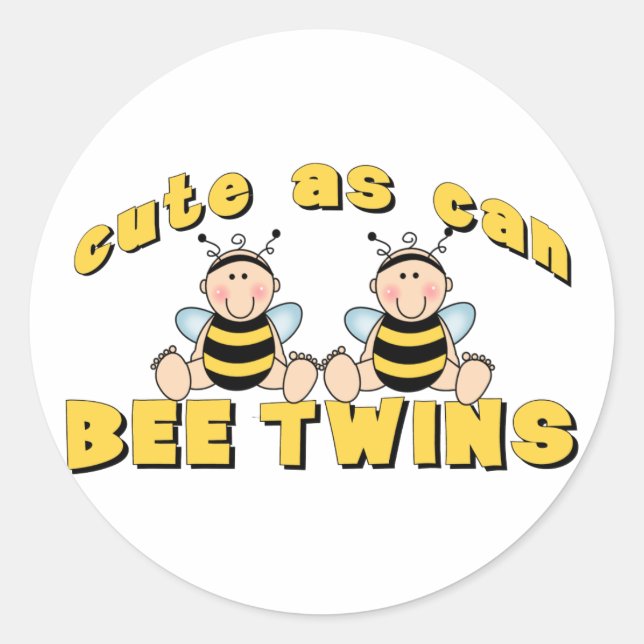 Sticker Rond Mignonne comme peut BEE jumeaux (Devant)