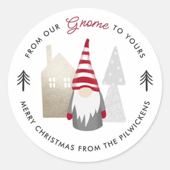 Sticker Rond Mignonne de notre Gnome à votre Noël (Devant)