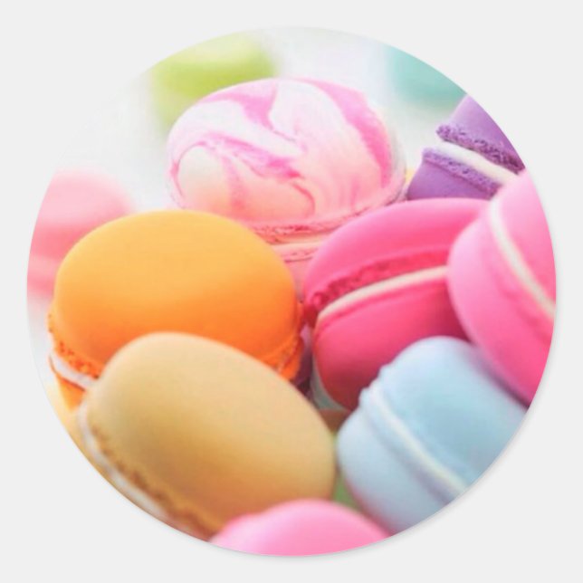 Sticker Rond Mignonne dessert coloré Français Macaron (Devant)