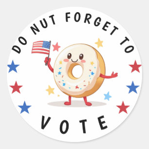 Sticker Rond Mignonne Donut n'oublie pas de voter - Elections a