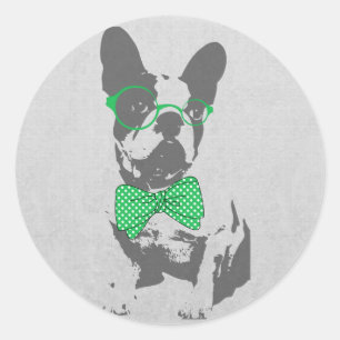 Sticker Rond Mignonne drôle animal vintage tendance French bull