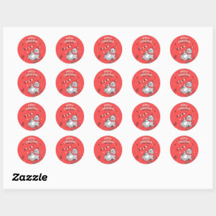 Sticker Rond Mignonne et drôle Chat Noël joyeuses Salutations