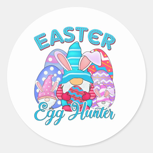 Sticker Rond mignonne fête de la chasse aux oeufs de Pâques enf (Devant)