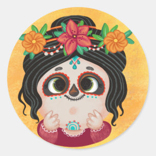 Sticker Rond Mignonne fille en un jour du costume d'Halloween m