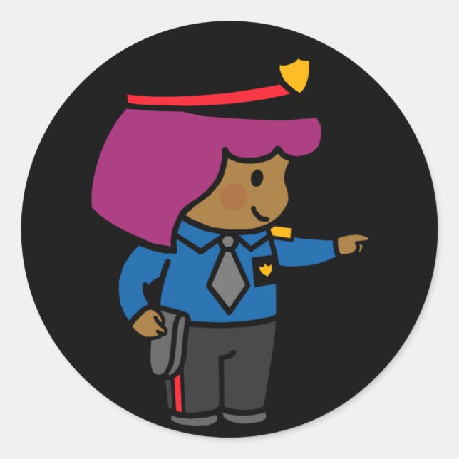Sticker Rond Mignonne fille officier de police (Devant)