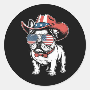 Sticker Rond Mignonne Français Bulldog Funny Chien Usa American
