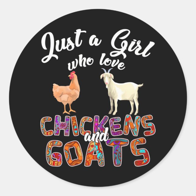Sticker Rond Mignonne Juste Une Fille Qui Aime Les Poulets Chèv (Devant)
