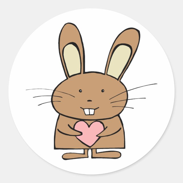 Sticker Rond Mignonne lapin au coeur (Devant)