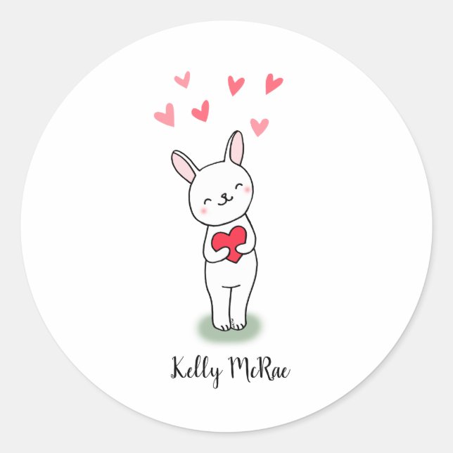 Sticker Rond Mignonne lapin lapin Favoriser Cadeau Courrier per (Devant)