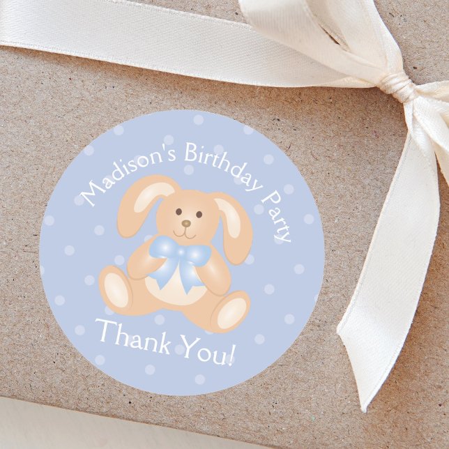 Sticker Rond Mignonne lapin Lapin Premier anniversaire Merci de (Créateur téléchargé)
