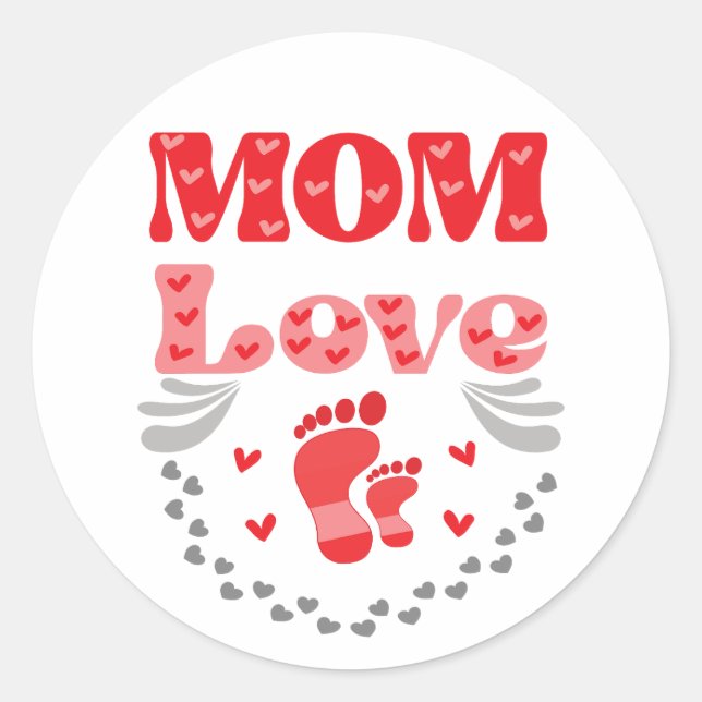 Sticker Rond Mignonne Maman Amour (Devant)