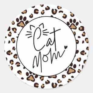 Sticker Rond Mignonne maman chat Empreintes de pattes
