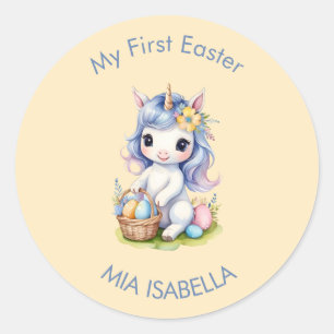 Sticker Rond Mignonne Mon premier chevalet de bébé Unicorn de P