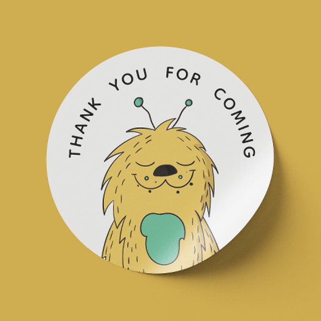 Sticker Rond Mignonne monstre. Merci d'être venu (Créateur téléchargé)