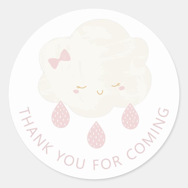 Sticker Rond Mignonne nuage de fille. Baby shower merci d'être  (Devant)