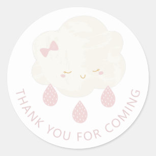 Sticker Rond Mignonne nuage de fille. Baby shower merci d'être 