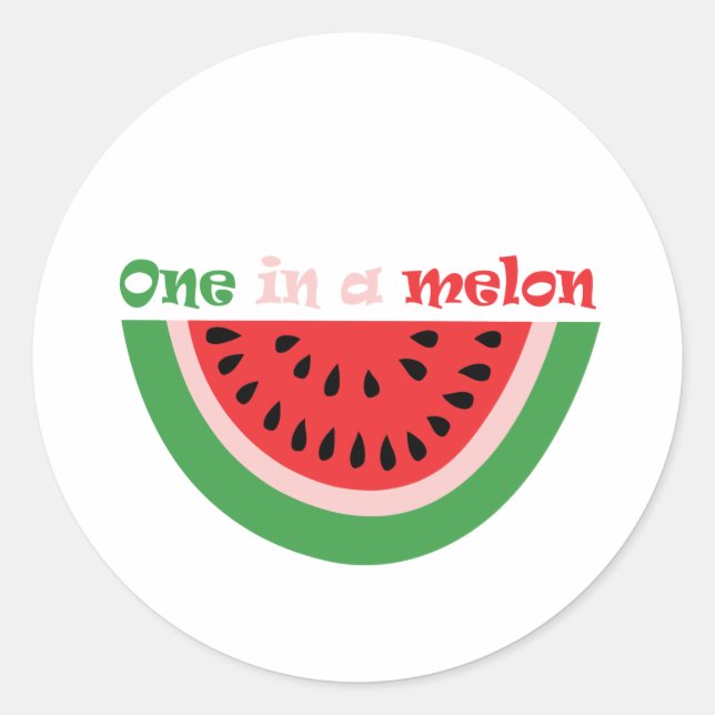 Sticker Rond Mignonne One In A Melon 1er Anniversaire (Devant)