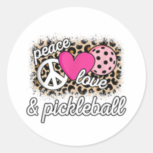 Sticker Rond Mignonne Peace Love Pickleball Player Funny Pickle
