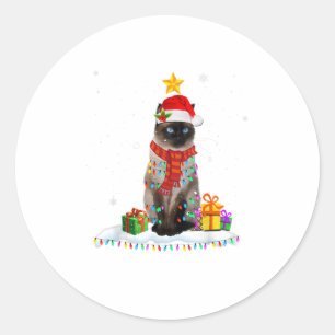 Sticker Rond Mignonne Père Noël Feux de chat Noël Drôle C