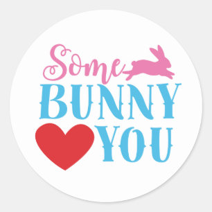 Sticker Rond Mignonne petit lapin t'aime Pâques