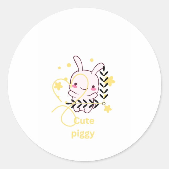 Sticker Rond Mignonne. Piggy (Devant)