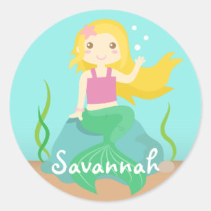 Sticker Rond Mignonne sirène de l'océan, pour les filles