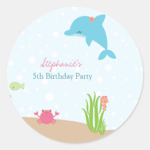 Sticker Rond Mignonne sous les collants de fête d'anniversaire