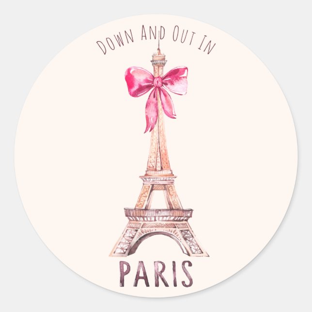 Sticker Rond Mignonne Tour Paris/Eiffel "En bas et en bas" (Devant)