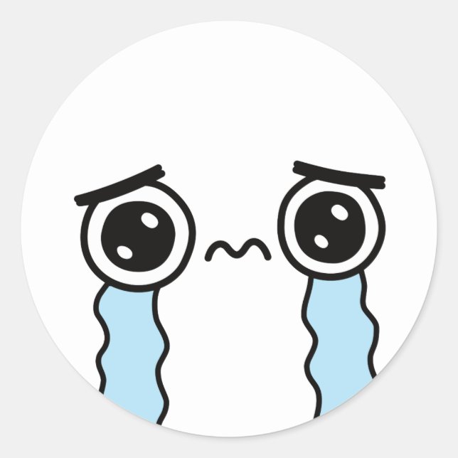 Sticker Rond Mignonne Triste Pleure Face Emoji (Devant)