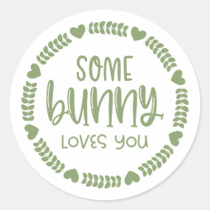 Sticker Rond Mignonne Un Lapin T'Aime