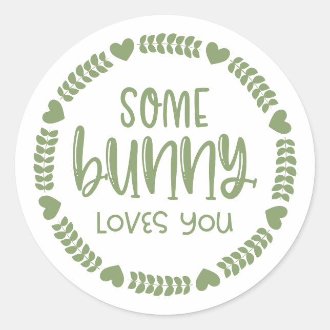 Sticker Rond Mignonne Un Lapin T'Aime (Devant)