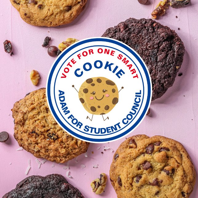 Sticker Rond Mignonne vote pour le président de classe : cookie (Créateur téléchargé)