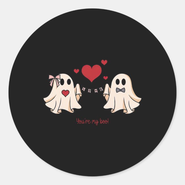 Sticker Rond Mignonne Vous êtes Mon Boo Ghost Mignonnes Valenti (Devant)