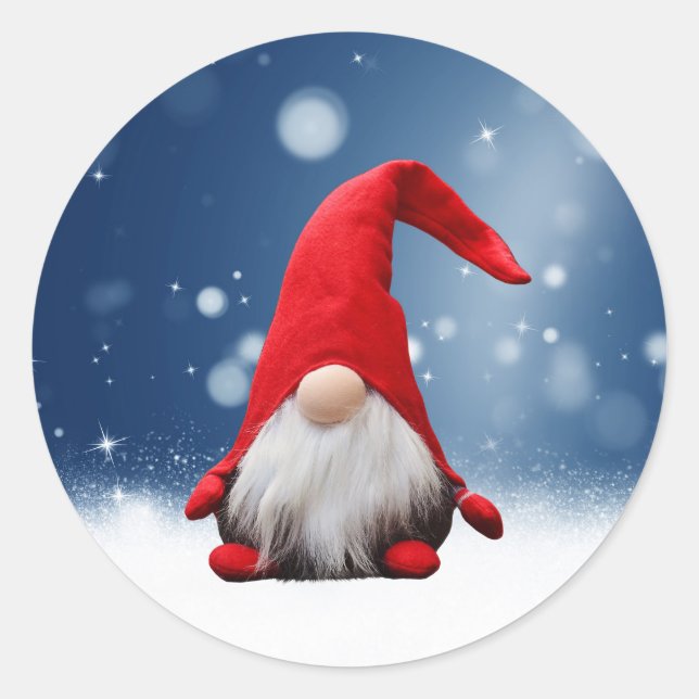 Sticker Rond Mignonnes Etoiles de neige Père Noël Noël (Devant)