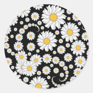 Sticker Rond Mignonnes marguerites blanches sur Arrière - plan
