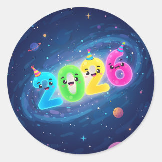 Sticker Rond Mignons chiffres brillants 2026 avec partie dans l