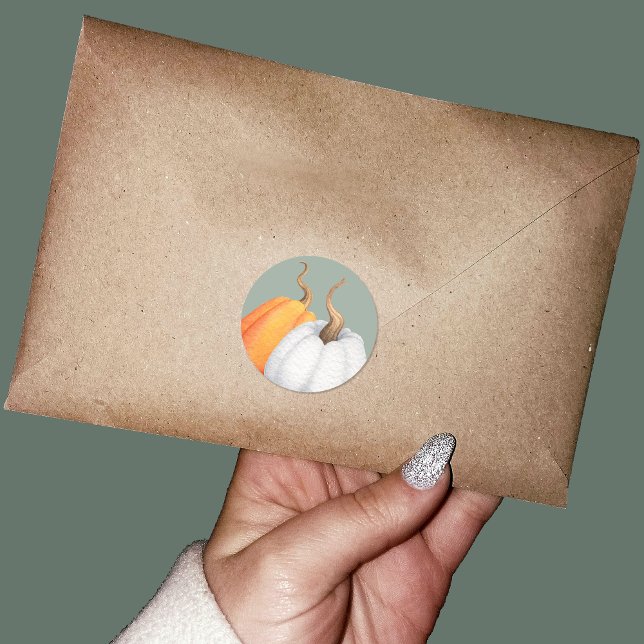 Sticker Rond Mignons citrouilles d'automne aquarelle artisanat  (These stickers make great envelope seals and craft or party favor stickers.)