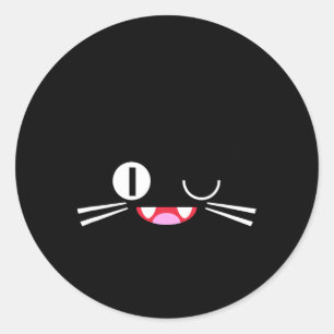 Sticker Rond Miko Kuta Neko Chat Cosplay Glitch Jeu Vidéo Techs