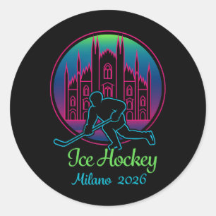 Sticker Rond Milan 2026 Hockey sur glace Hiver 2026 Et Duomo Di